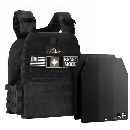 Amstaff Tactical Weighted Vest with Plates - Adjustable Weight Vests for Men & Women - Versatile Wearable Weighted Vest for Fitness Workouts Strength and Endurance Training Running Crossfit (Black 30 LB)