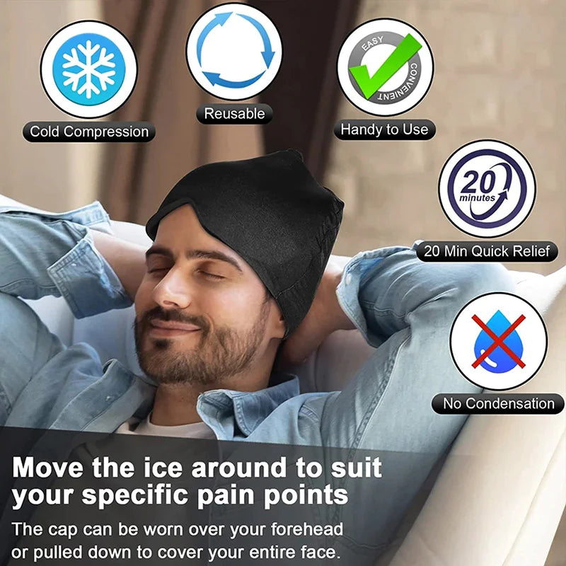 Ice Compress Headache Relief Eye Mask Hat