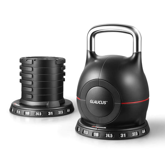 Adjustable Weights Kettlebell - Quickly Easy Adjusts 7 Weights(5lb-44lb) Ergonomic Kettle Bell for Home Fitness Exercise And Strength Training (Black)